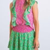 * | Karlie Women Floral Vintage Ditzy Ruffle Top In Pink/Green