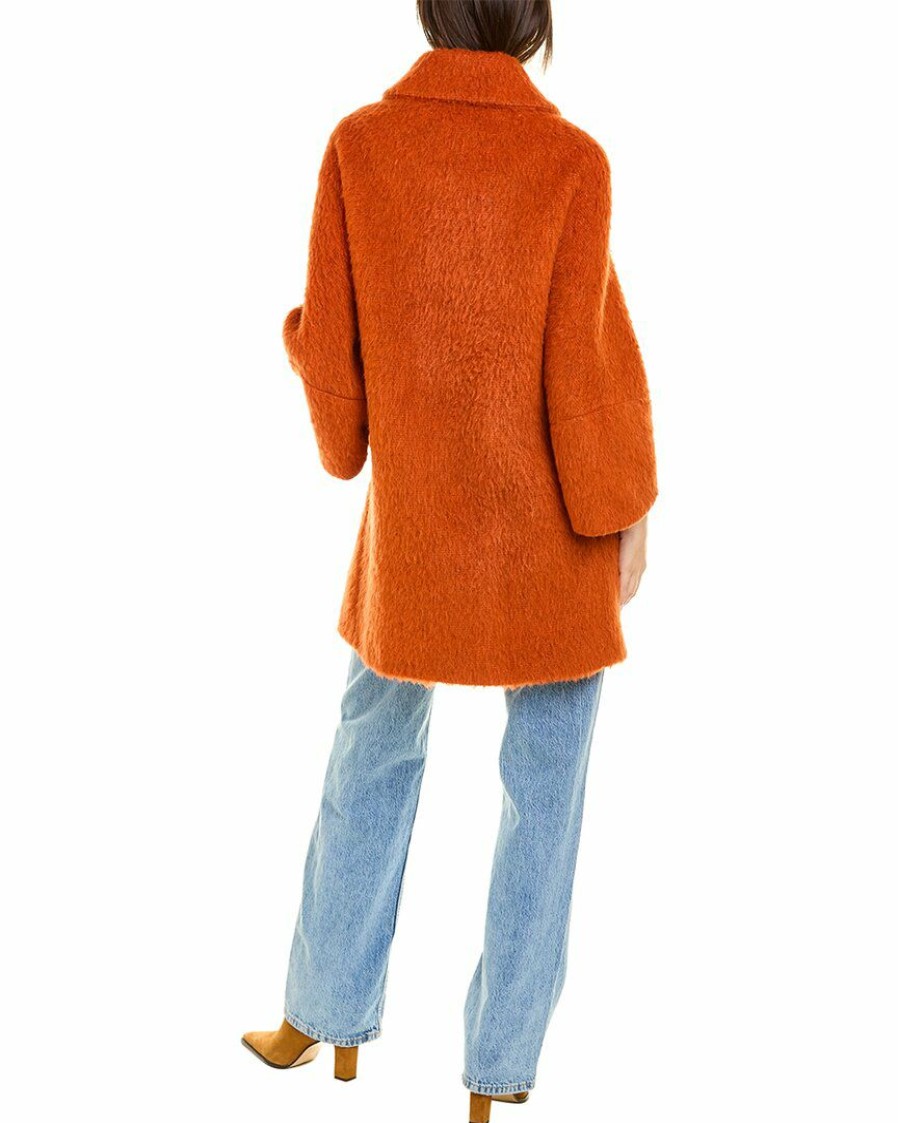 * | Women Cinzia Rocca Icons Double-Breasted Wool & Alpaca-Blend Peacoat Orange