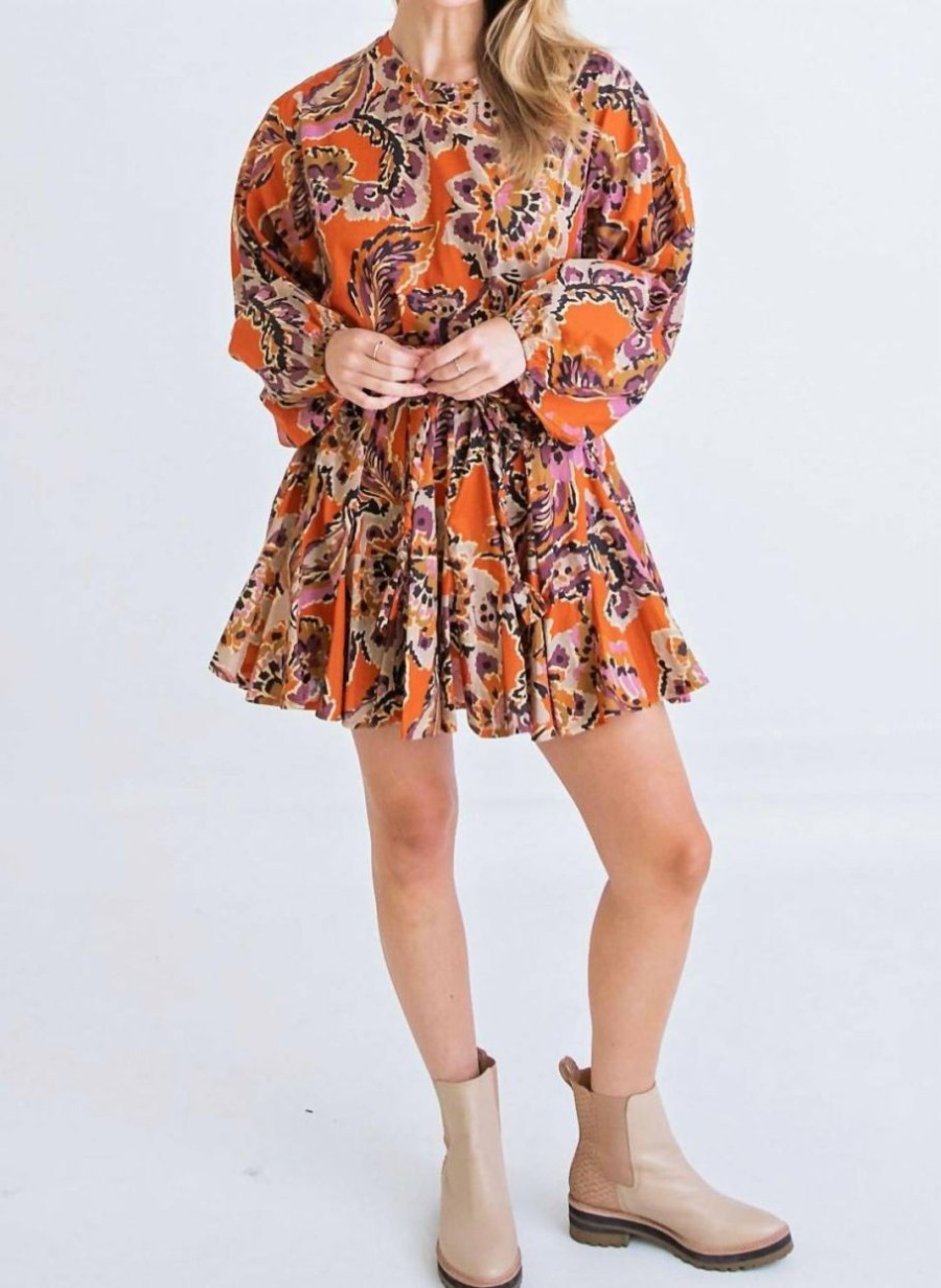 * | Karlie Women Floral Braid Rope Dress In Rust