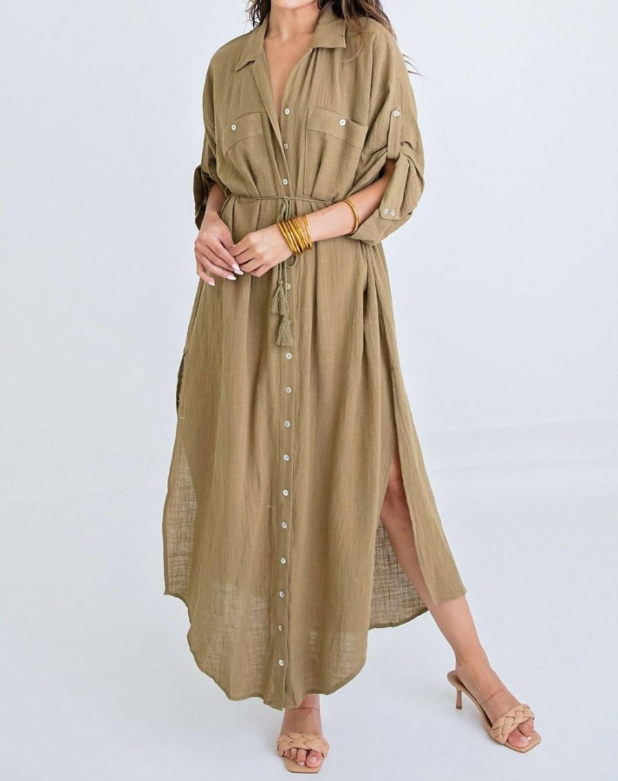 * | Karlie Women Solid Pocket Maxi In Olive