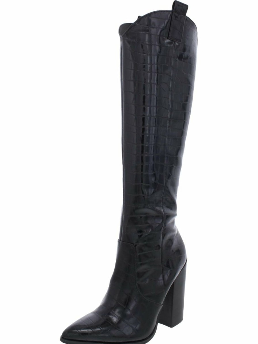 * | Dv By Dolce Vita Vanya Womens Embossed Cowboy, Western Boots Black Exotic