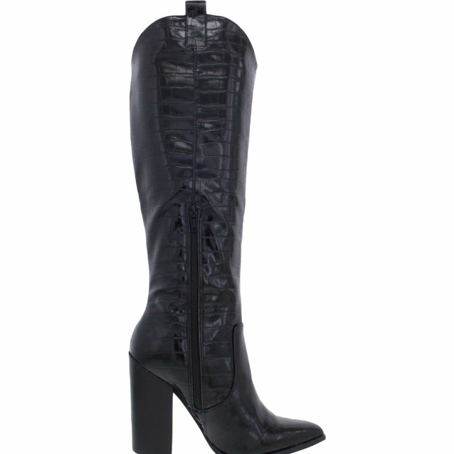 * | Dv By Dolce Vita Vanya Womens Embossed Cowboy, Western Boots Black Exotic