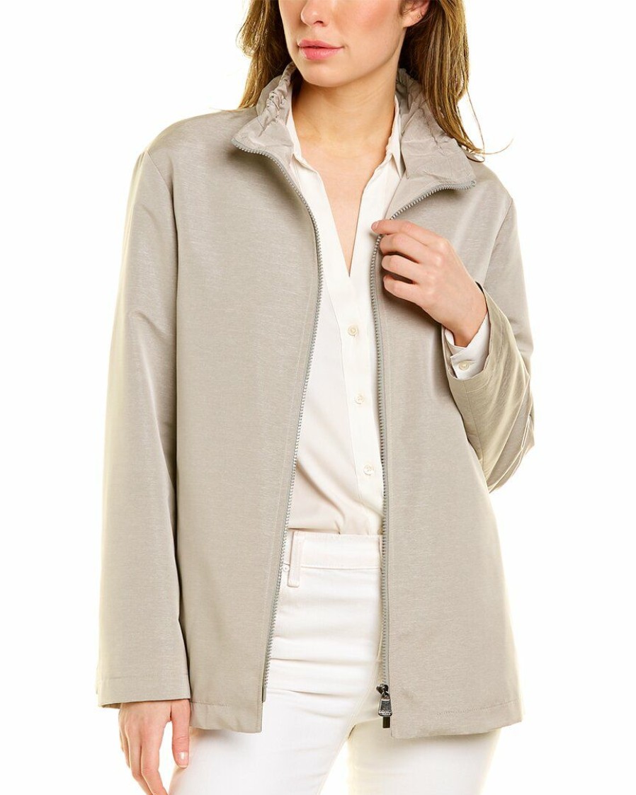 * | Women Cinzia Rocca Icons Scrunched Collar Raincoat Grey