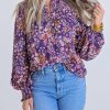 * | Karlie Women Floral Vintage Smock Top In Purple