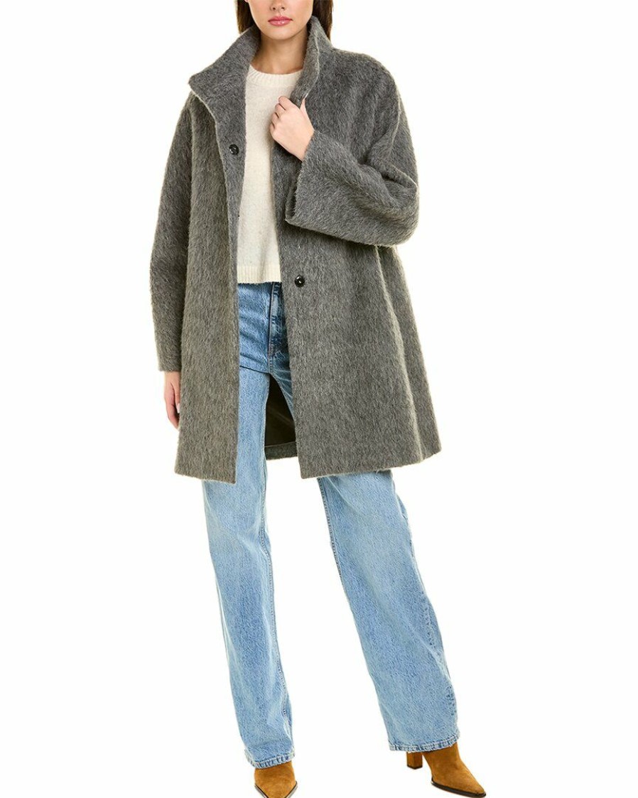 * | Women Cinzia Rocca Icons Double-Breasted Wool & Alpaca-Blend Peacoat Grey