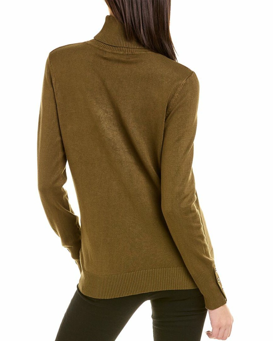 * | Women Joseph A. Button Cuff Turtleneck Sweater Dark Olive