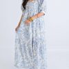 * | Karlie Women Linen Square Neck Maxi Dress In Blue