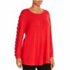 * | Joseph A. Plus Womens Lattice-Sleeve Solid Pullover Sweater Racing Red