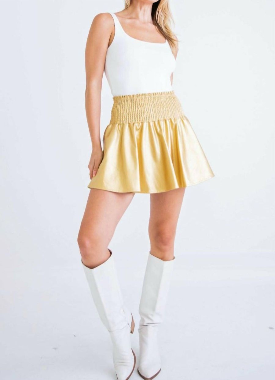 * | Karlie Women Metallic Faux Leather Skort In Gold