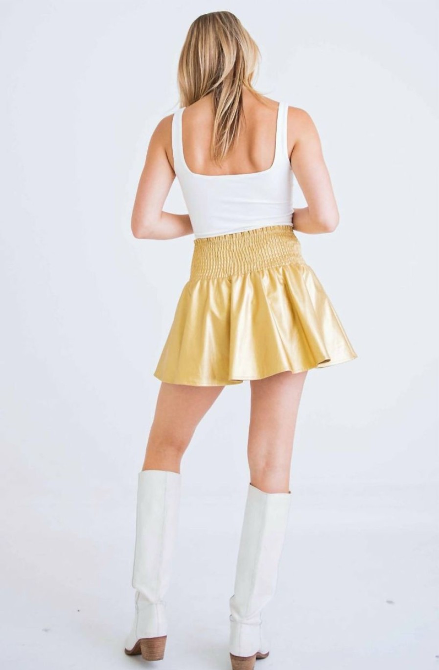 * | Karlie Women Metallic Faux Leather Skort In Gold