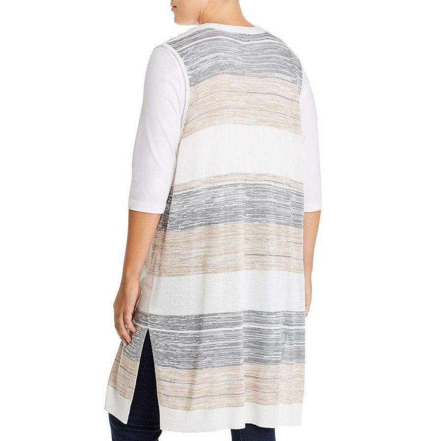 * | Joseph A. Plus Womens Duster Striped Cardigan Sweater Neutral Combo