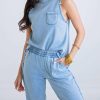 * | Karlie Women Chambray Pocket Tank In Blue