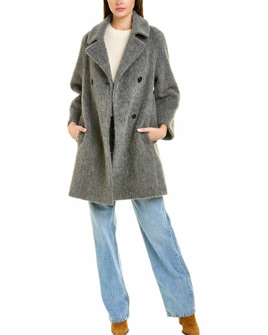 * | Women Cinzia Rocca Icons Double-Breasted Wool & Alpaca-Blend Peacoat Grey