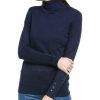 * | Women Joseph A. Button Cuff Turtleneck Blue