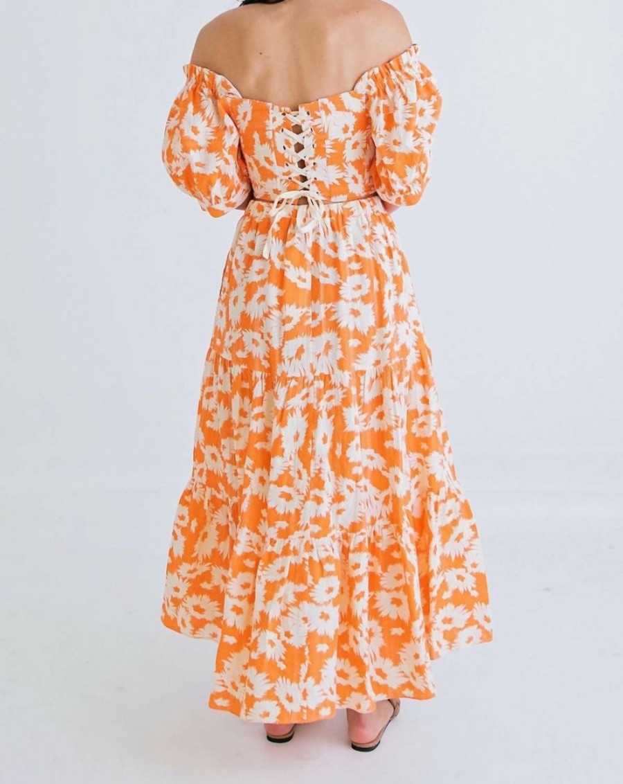 * | Karlie Women Floral Tier Maxi Skirt In Orange