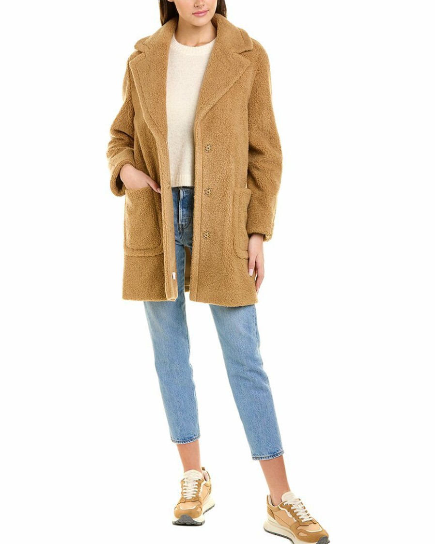 * | Women Cinzia Rocca Icons Teddy Wool-Blend Coat Brown