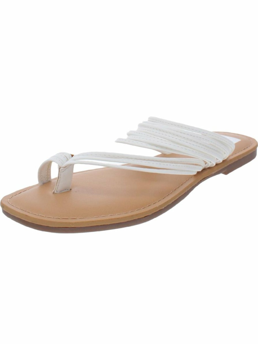 * | Dv By Dolce Vita Jabbot Womens Faux Leather Strappy Thong Sandals White