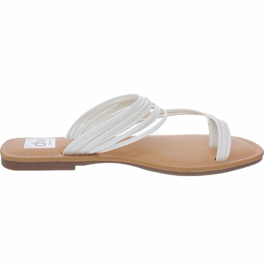 * | Dv By Dolce Vita Jabbot Womens Faux Leather Strappy Thong Sandals White