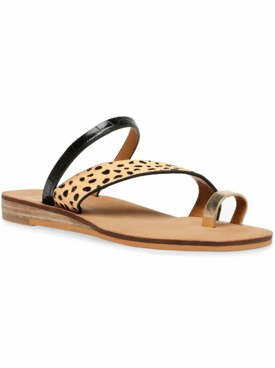 * | Dv By Dolce Vita Lulu Womens Calf Hair Toe Loop Slide Sandals Cheetah