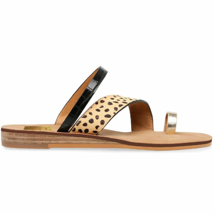 * | Dv By Dolce Vita Lulu Womens Calf Hair Toe Loop Slide Sandals Cheetah