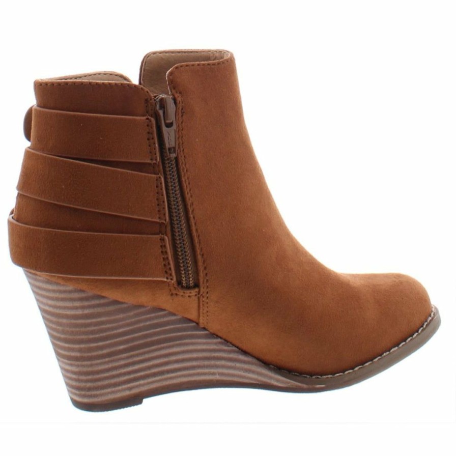 * | Dv By Dolce Vita Ginalee Womens Faux Suede Ankle Wedge Boots Cognac