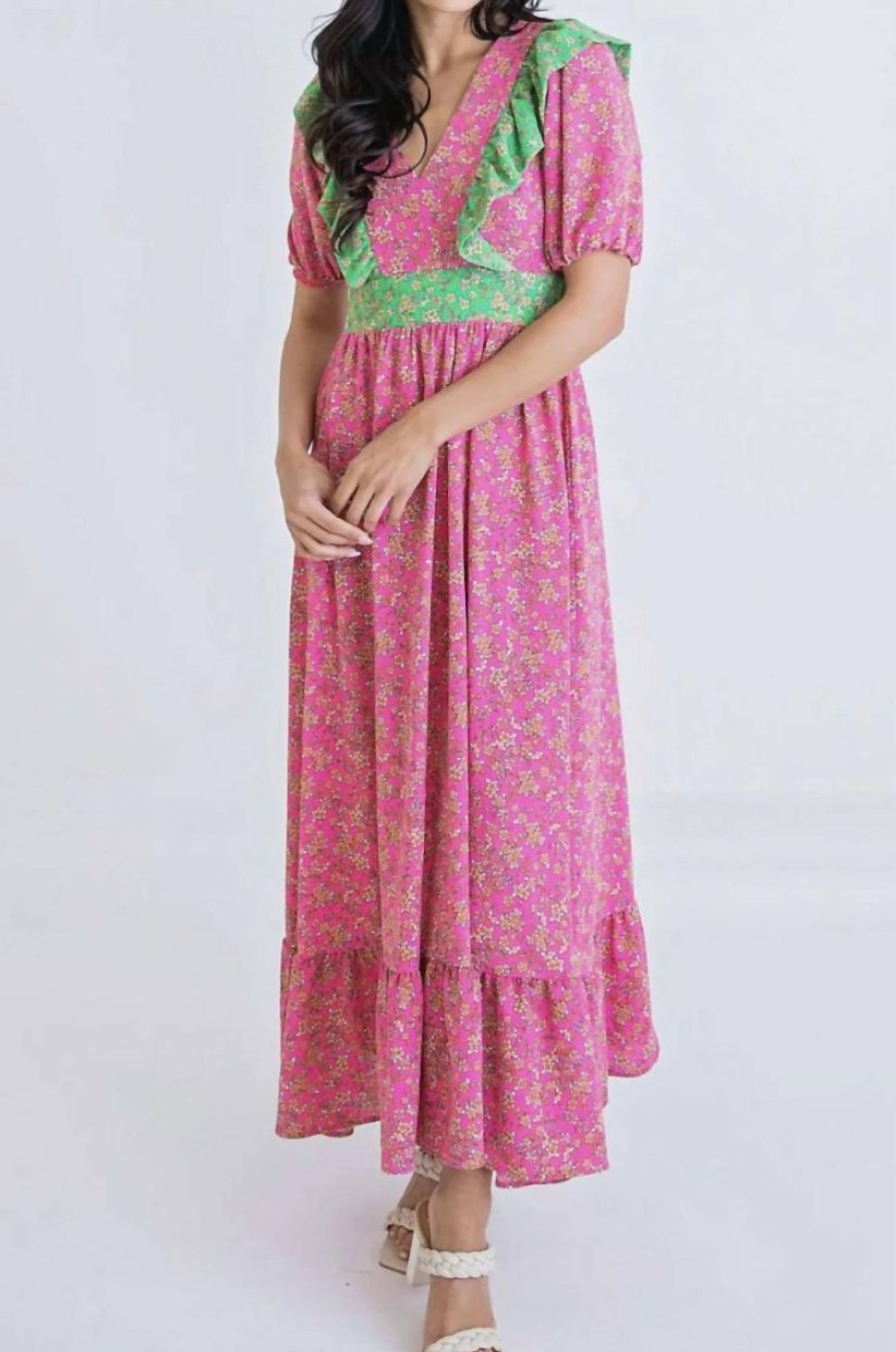 * | Karlie Women Floral Vintage Maxi Dress In Pink/Green