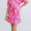 * | Karlie Women Solid Poplin Wrap Ruffle Dress In Pink