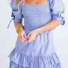 * | Karlie Women Stripe Swiss Dot Smock Dress In Blue