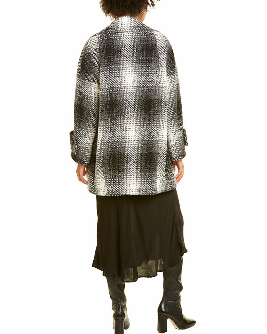 * | Women Cinzia Rocca Icons Short Plaid Wool & Alpaca-Blend Black