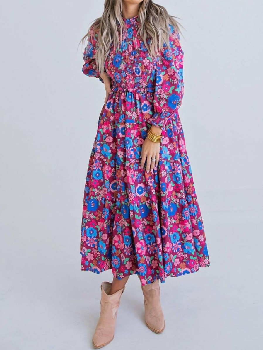 * | Karlie Women Smock Maxi Dress In Multi