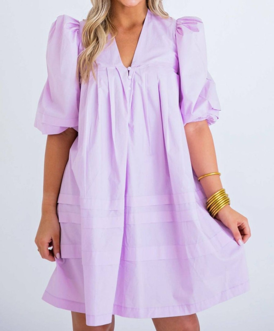 * | Karlie Women Poplin Puff Sleeve Dress In Lilac