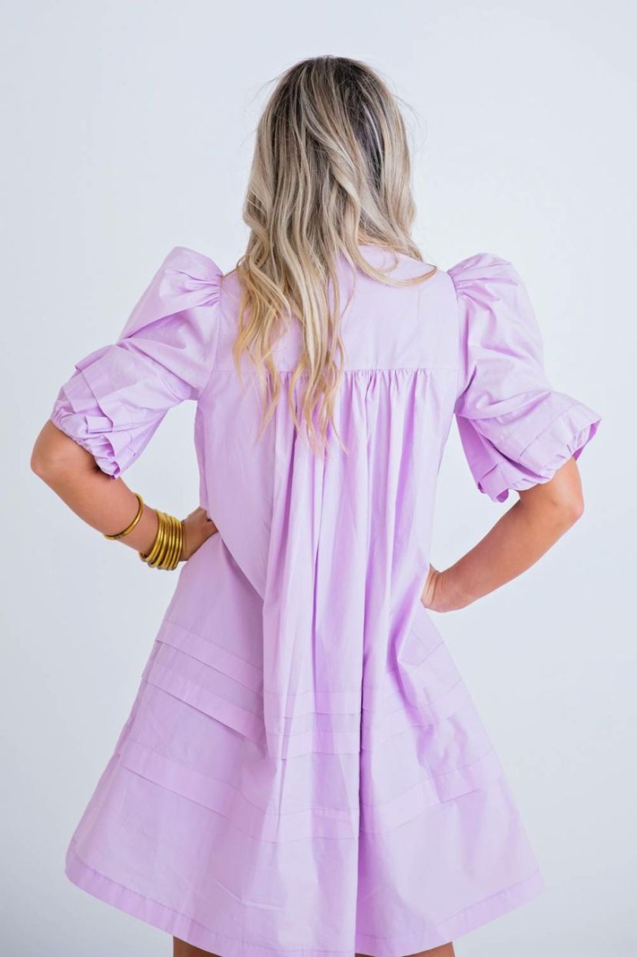 * | Karlie Women Poplin Puff Sleeve Dress In Lilac