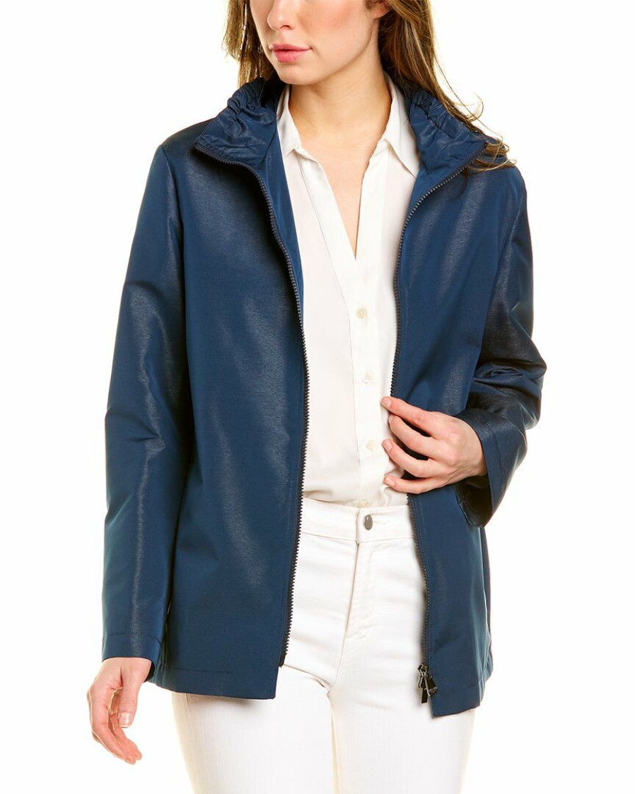 * | Women Cinzia Rocca Icons Scrunched Collar Raincoat Blue