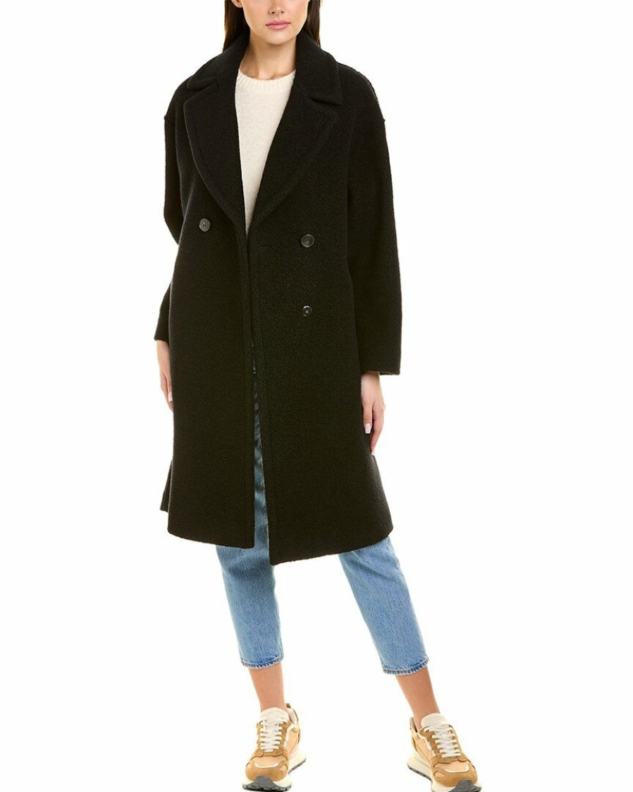 * | Women Cinzia Rocca Icons Teddy Wool-Blend Coat Black