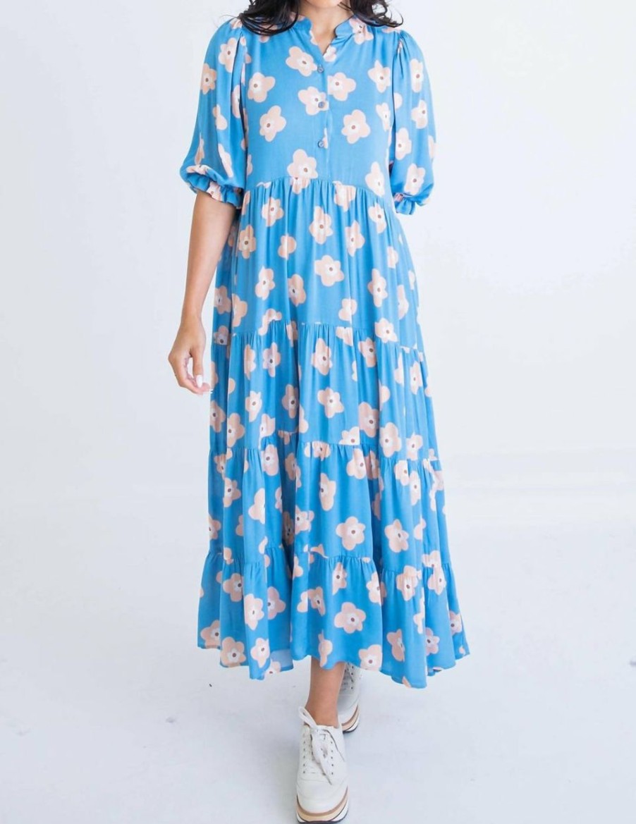 * | Karlie Women Floral Power Puff Sleeve Maxi Dress In Blue