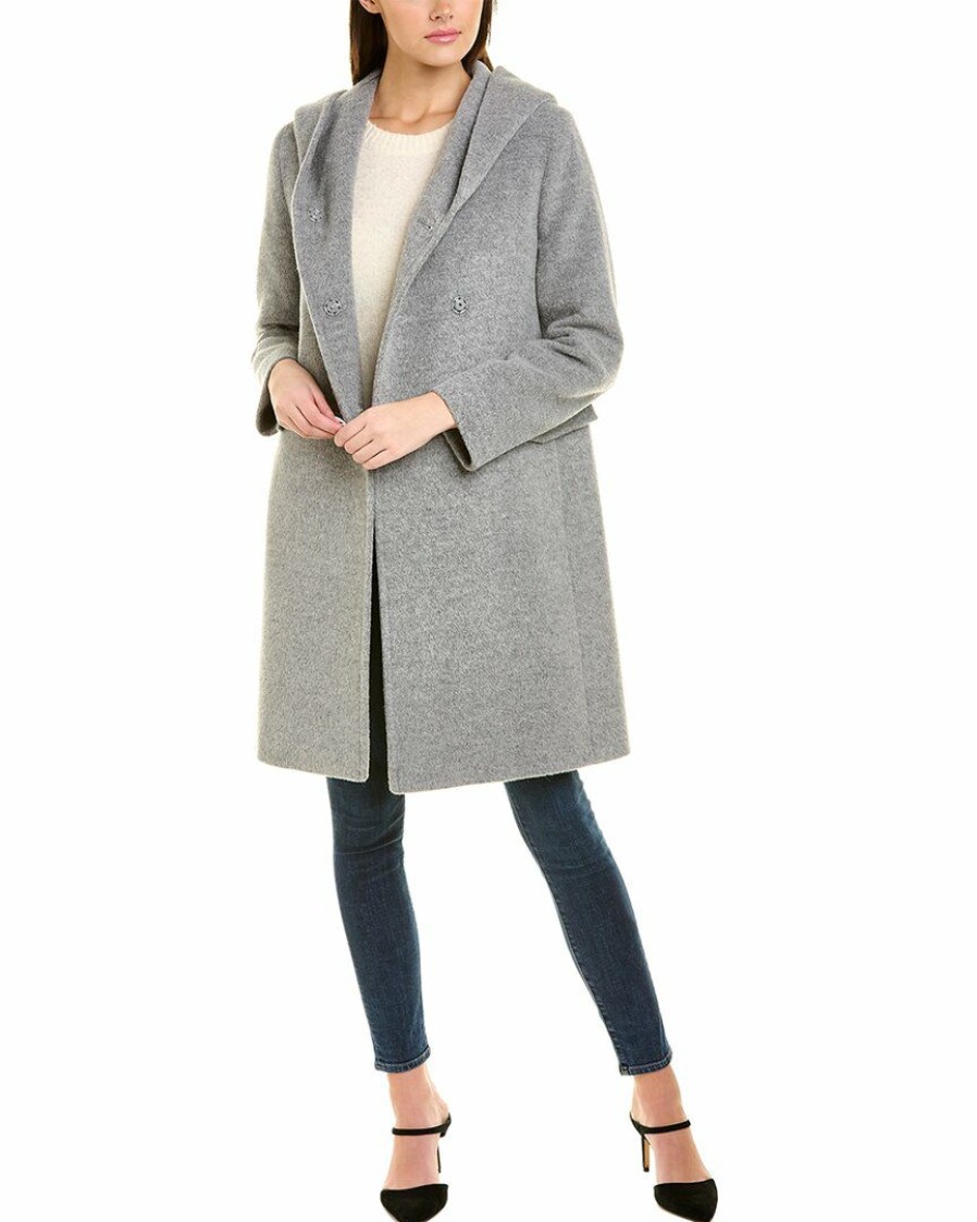 * | Women Cinzia Rocca Icons Hooded Wool & Alpaca-Blend Coat Grey