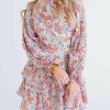 * | Karlie Women Multi Floral Ruffle Tier Dress In Orange