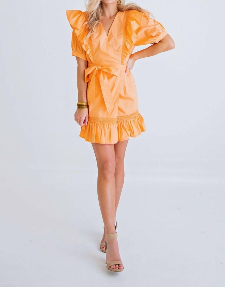 * | Karlie Women Poplin Wrap Ruffle Dress In Orange