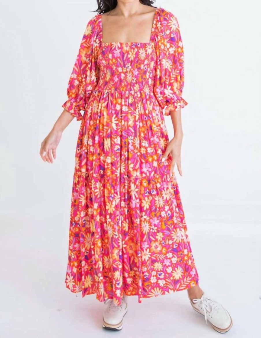 * | Karlie Women Floral Abstract Maxi Dress In Red