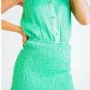 * | Karlie Women Solid Chiffon Sleeve Less Smock Bottom Dress In Green