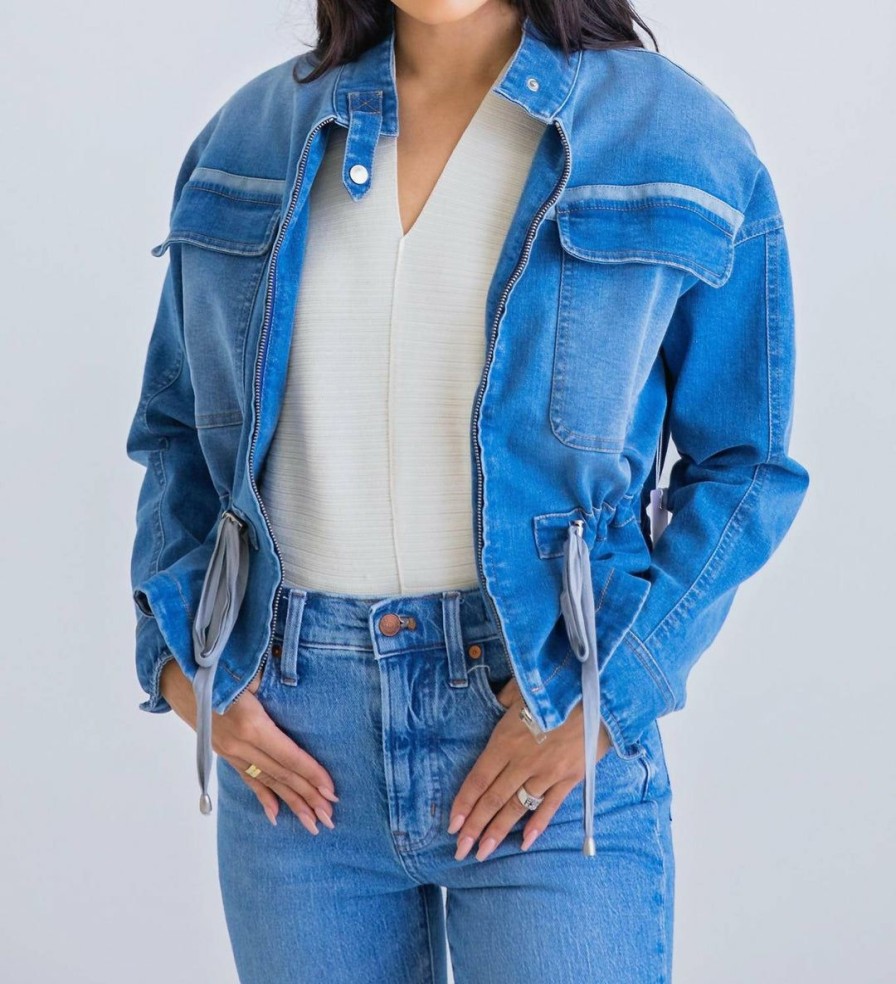 * | Karlie Women Denim Pocket Novelty Jacket In Blue