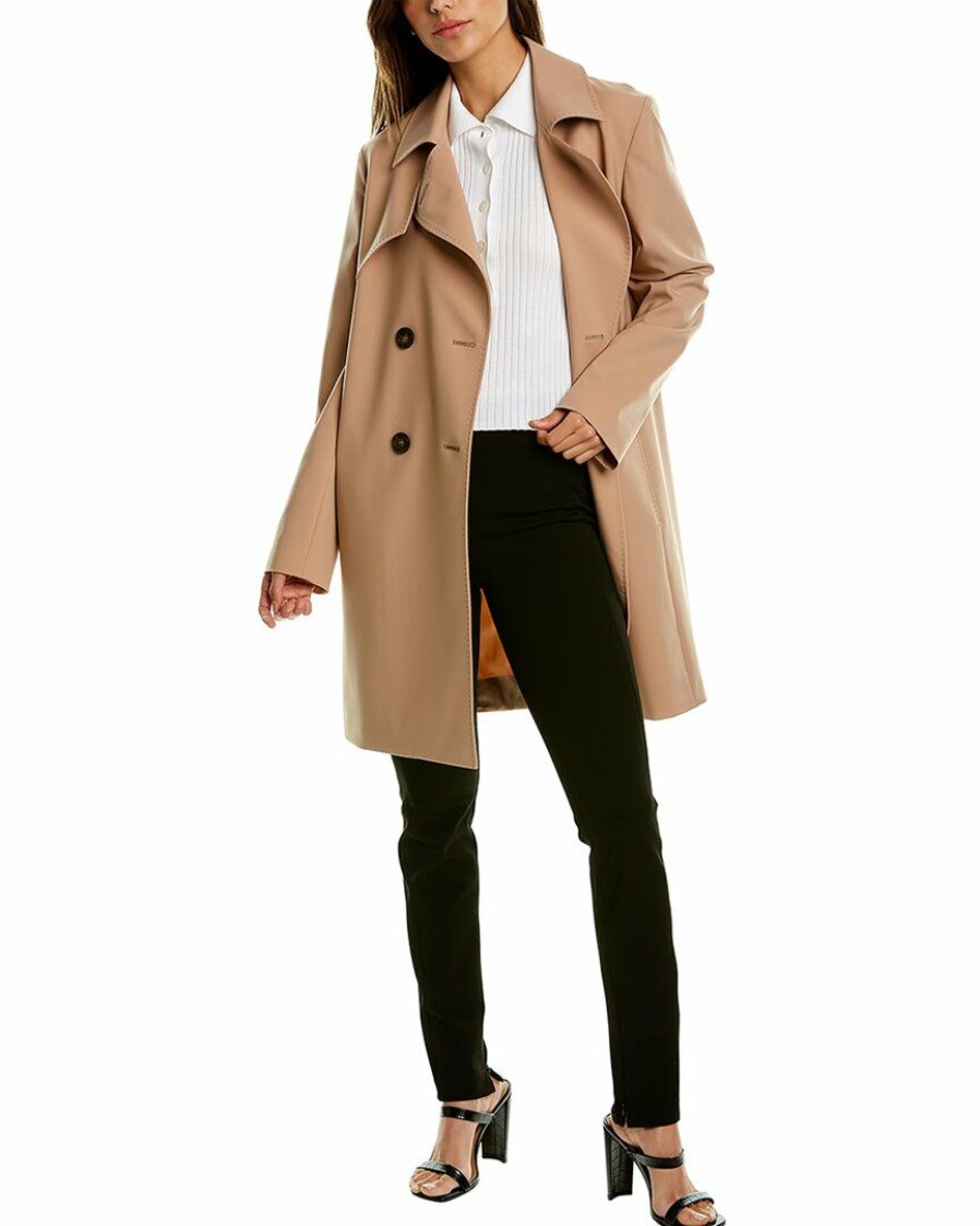 * | Women Cinzia Rocca Icons Medium Length Double Breasted Coat Brown