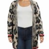 * | Joseph A. Womens Knit Notch Collar Cardigan Sweater Tipped Leopard