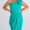 * | Karlie Women Solid Knot Cut Out One Shoulder In Green