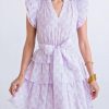 * | Karlie Women Floral Seersucker Ruffle Tie Dress In Lavender